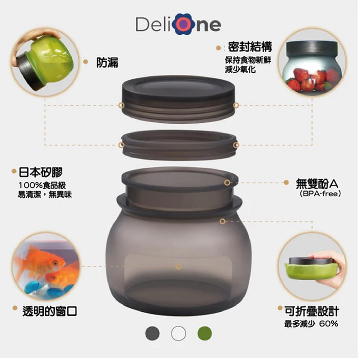 DeliOne Flexi Jar 彈性保鮮收納瓶（2個裝）