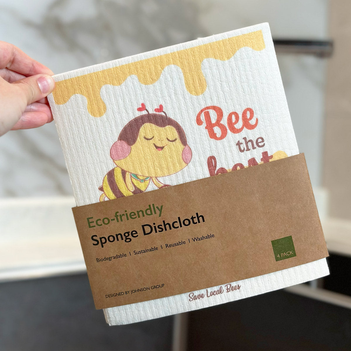 Save Local Bees Eco-friendly German Wood Pulp Dishcloth - Set of 4