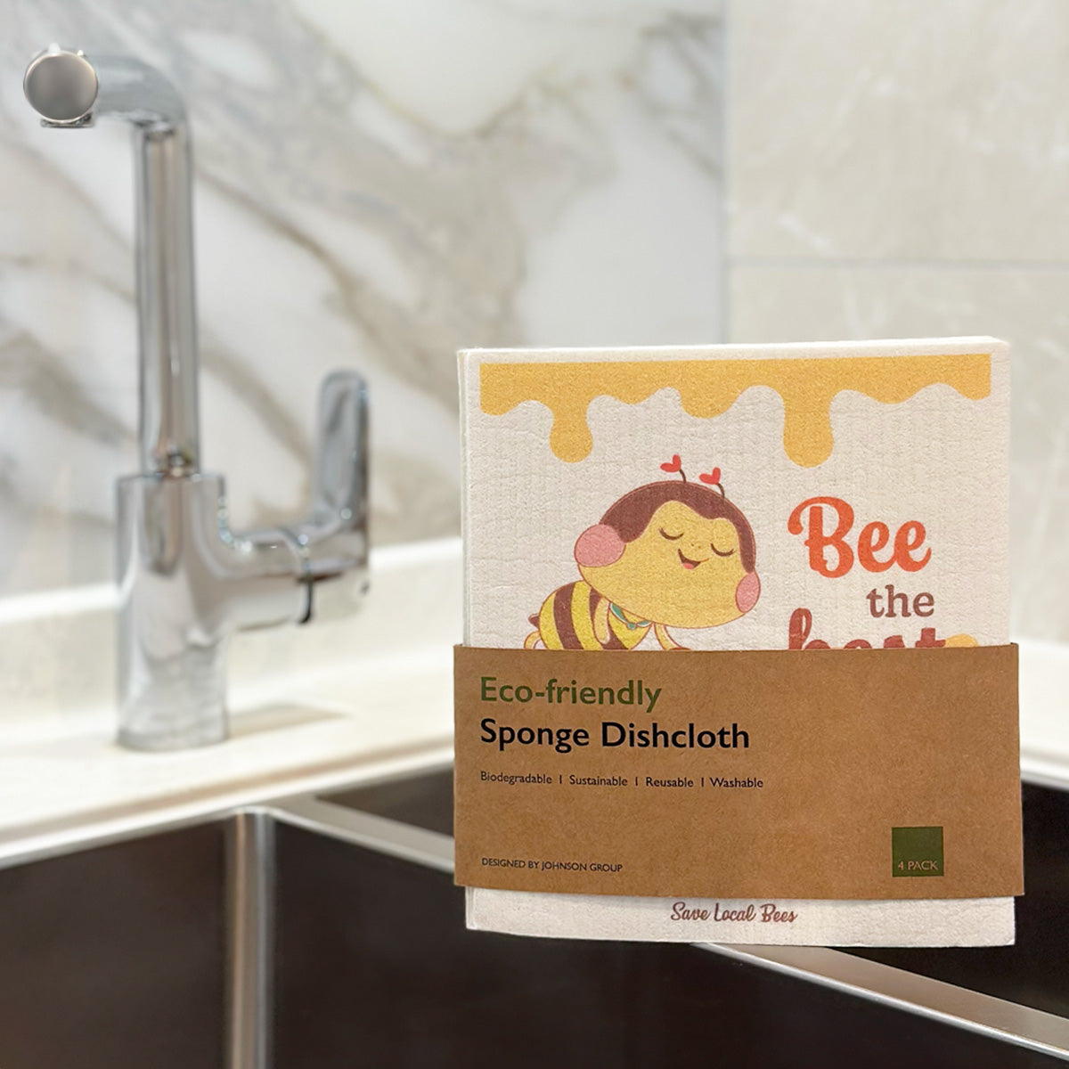 Save Local Bees Eco-friendly German Wood Pulp Dishcloth - Set of 4
