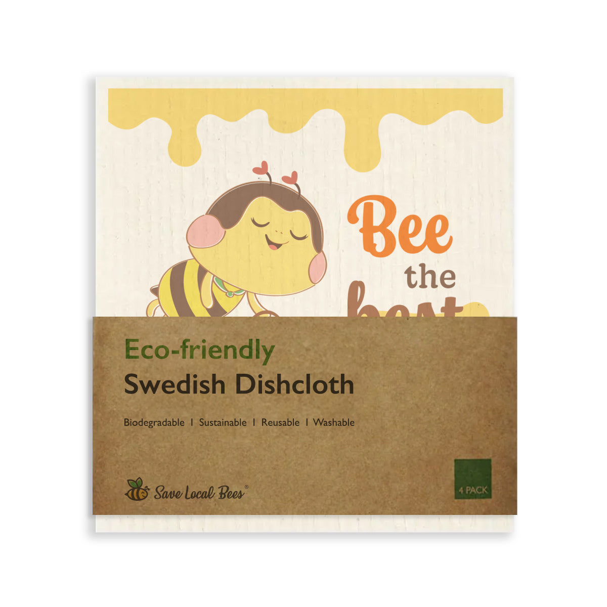 Save Local Bees 環保吸水木漿棉抹布－四片裝