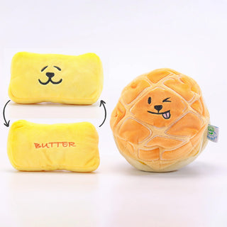 Woof² Buttered Pineapple Bun 2-in-1 Nose-work Soft Plush Pet Toy