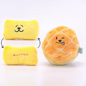 Woof² Buttered Pineapple Bun 2-in-1 Nose-work Soft Plush Pet Toy