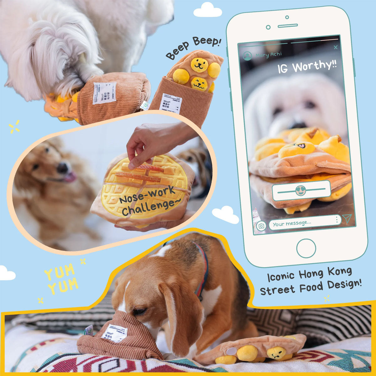Woof² Egg Puff / Waffle 2-in-1 Nose-work Pet Toy