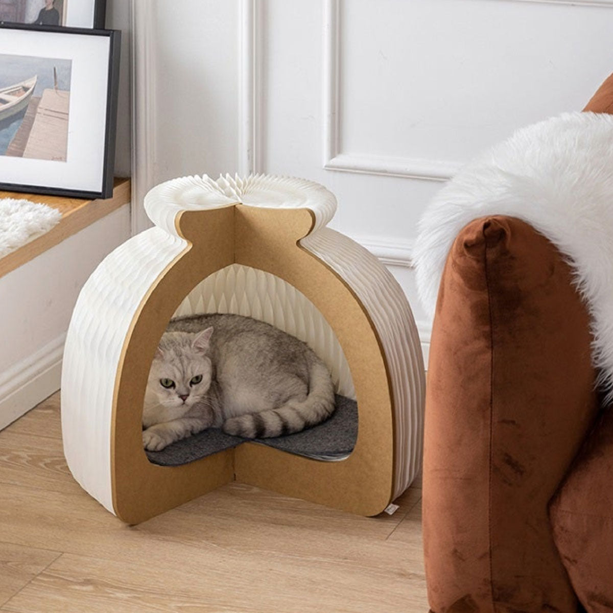 ihpaper Foldable Bun-shape Paper Cat House