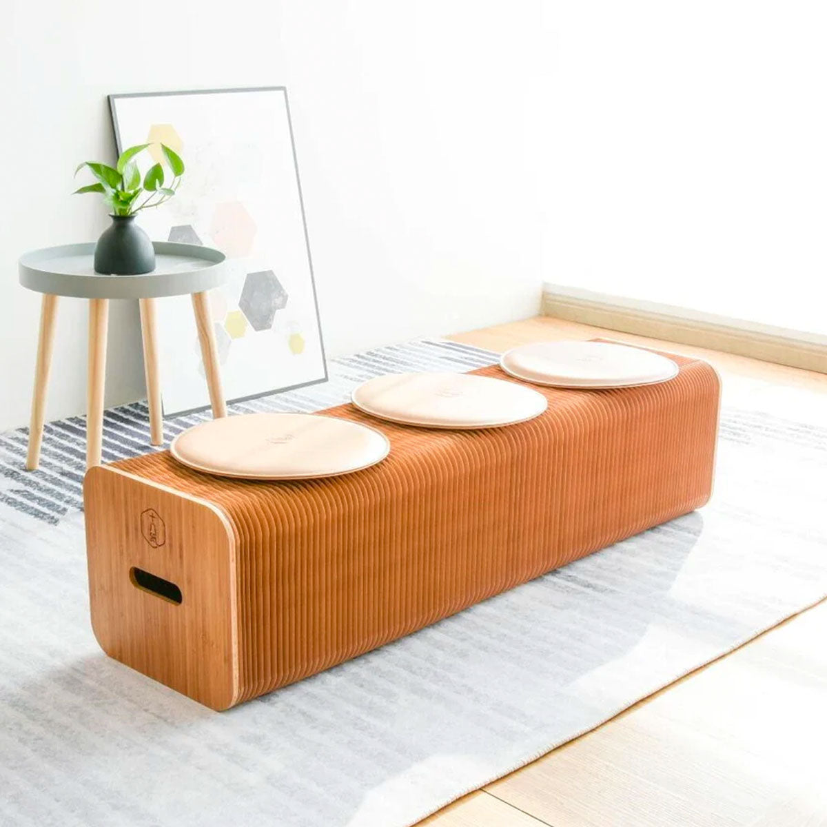 ihpaper Foldable 3 Seats Paper Bench