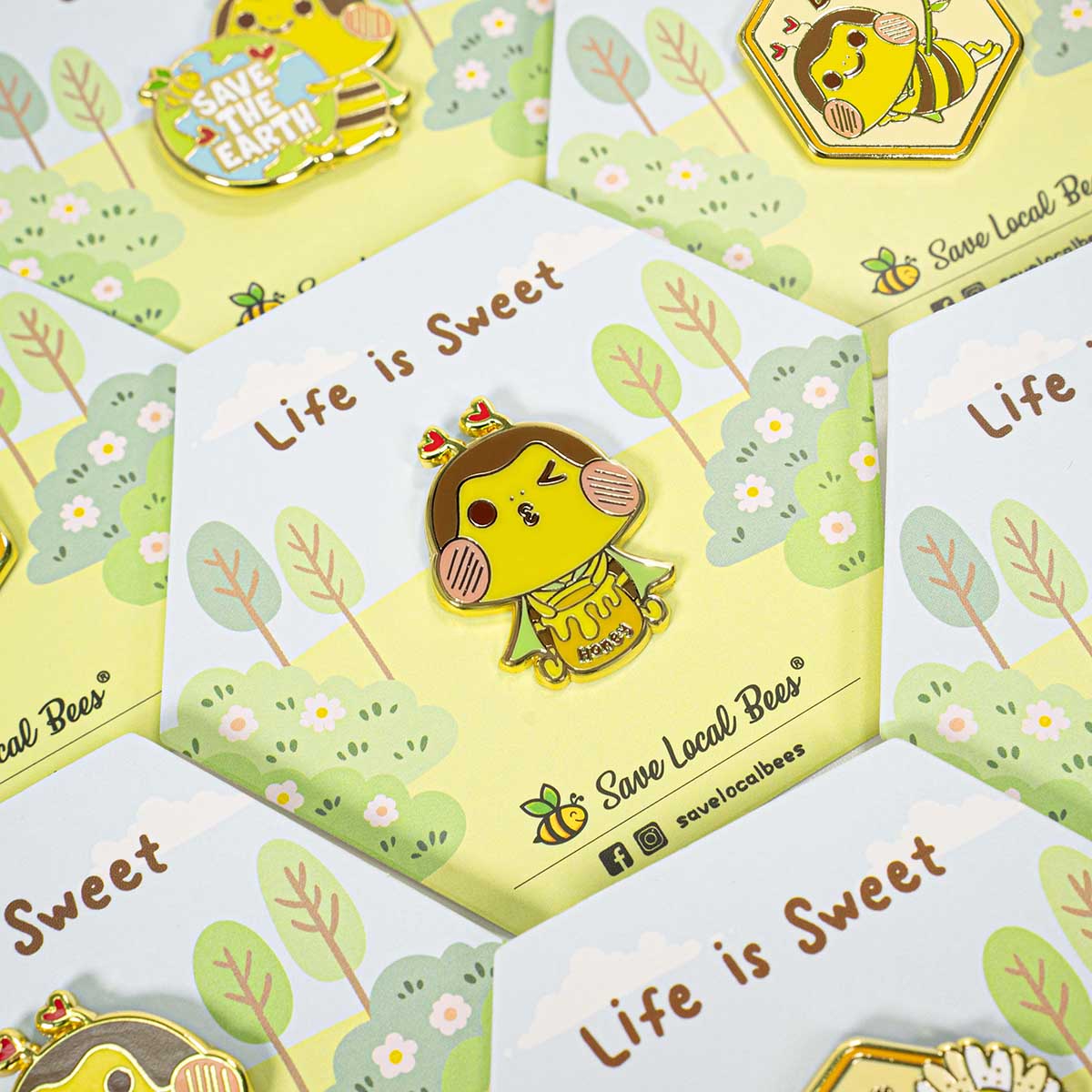 Save Local Bees Enamel Pin - Life is Sweet Collection