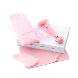Scilla Rose Superior Rose Quartz Roller and Gua Sha Beauty Set