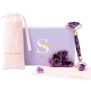 Scilla Rose The Ultimate Amethyst Roller and Gua Sha Beauty Set