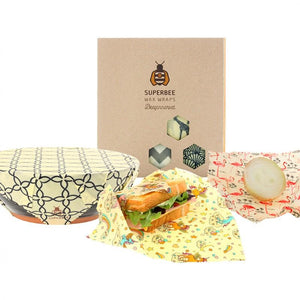 SuperBee Beeswax Wraps – Hipster (Set of 3) 蜂蠟保鮮布 (3件裝)